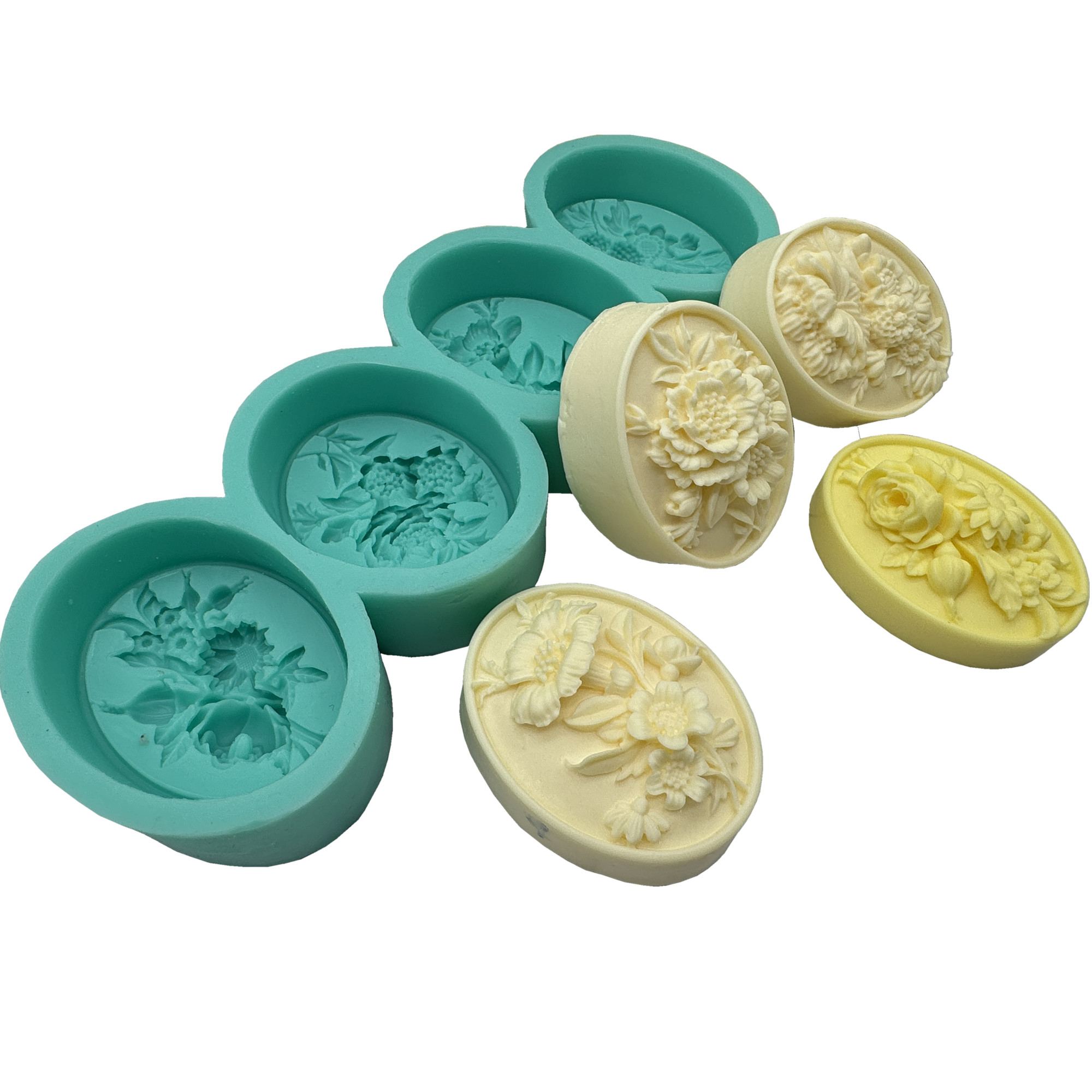 Soap Making Lye - 4 Boşluk Oval Çiçek 3D Sabun